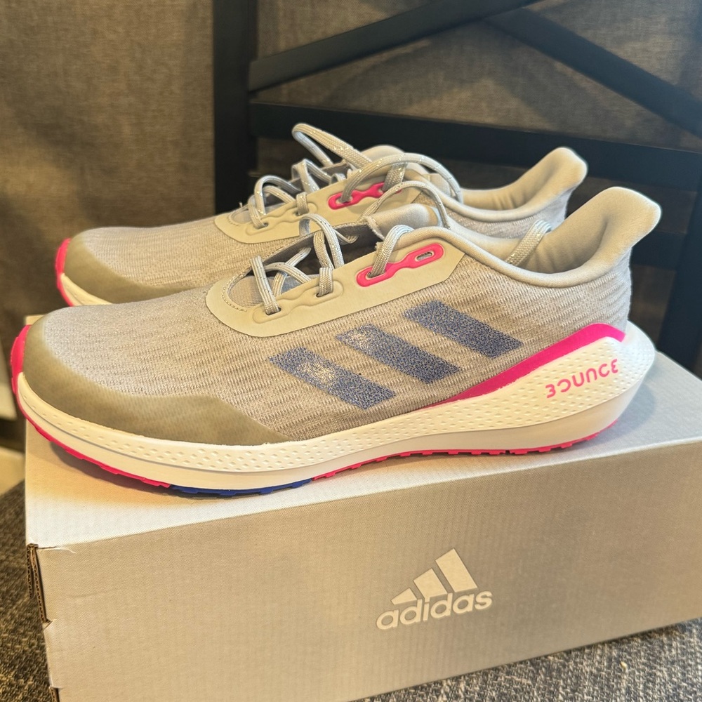 adidas EQ21 RUN J Gray / Pink / Cobalt Youth 6 Sneakers